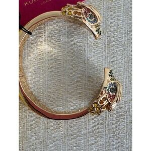 Kurt Geiger London Rainbow Eagle Bangle OS Gold NEW Crystal Hinged Cuff Bracelet